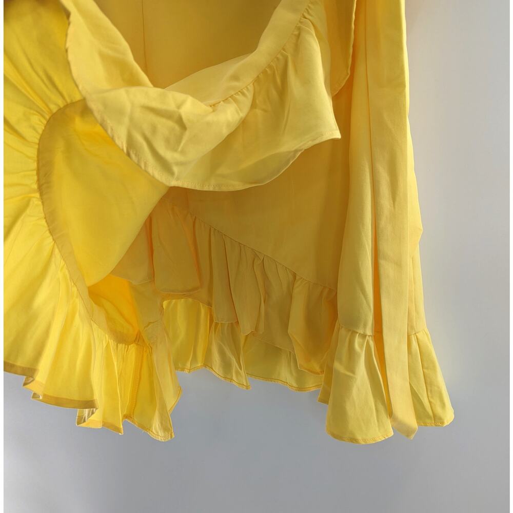 Line & Dot Yellow Ruffle Wrap Dress - Picture 7 of 9